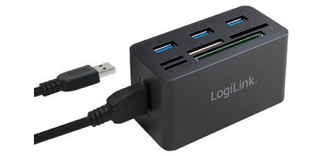 USB 3.0 Hub mit All-in-One Kartenleser, schwarz