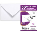 Paquet de 50 Enveloppes de Visite Blanches 90x140mm - Gommée - 120g/m2 - Blanc