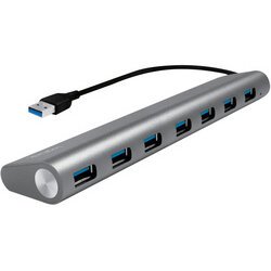 Hub USB 3.0, 7 ports, boîtier en aluminium, gris