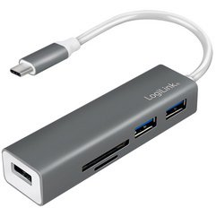 Lecteur de cartes + hub USB-C 3.0, 3 ports, gris