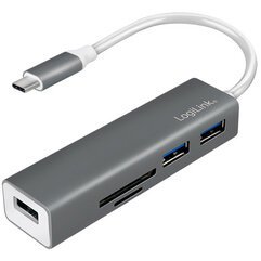 Kaartlezer + USB-C 3.0 hub, 3 poorten, grijs