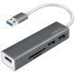 Lecteur de cartes + hub USB 3.0, 3 ports, gris