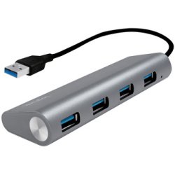 Hub USB 3.0, 4 ports, boîtier en aluminium, gris