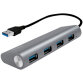 Hub USB 3.0, 4 ports, boîtier en aluminium, gris
