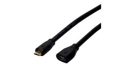 Câble de rallonge micro USB 2.0, 0,5 m, noir