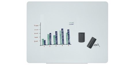 Tableau magnétique en verre, 900 x 600 mm, blanc