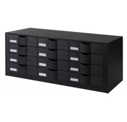 Bloc à tiroirs, 12 tiroirs, couleur: noir