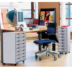 Desserte, 8 tiroirs, gris / hêtre