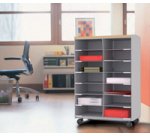 Desserte, 9 compartiments, gris / hêtre