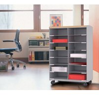 Desserte, 9 compartiments, gris / hêtre