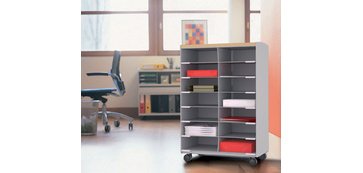 Desserte, 9 compartiments, gris / hêtre