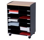 Desserte, 9 compartiments, gris / hêtre