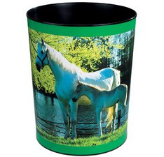 Corbeille à papier 'cheval et poulain au lac'