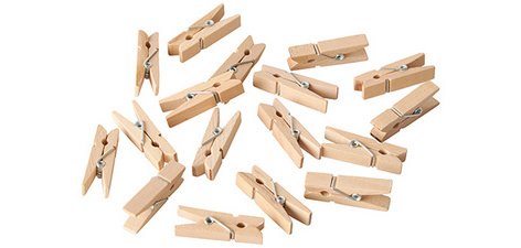 Mini-pince à linge, en bois, longueur: 35 mm, nature