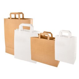 Sac en papier kraft avec poignées de transport - Lot de 50