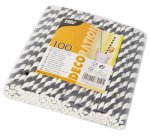 Paille en papier 'Stripes', 200 mm, noir/blanc