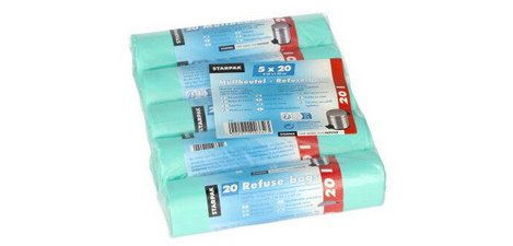 HDPE trash bag, 20 liters, mint green