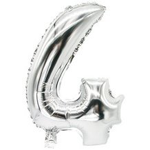 Ballon in folie 'Cijfers' cijfer 4 zilver