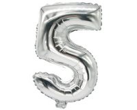 Ballon in folie 'Cijfers' cijfer 5 zilver
