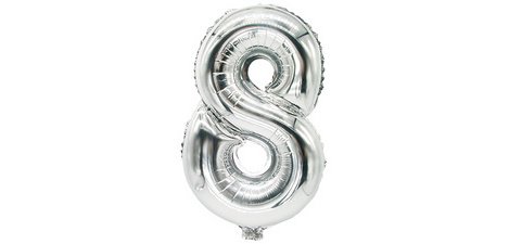 Folienballon 'Zahlen', Zahl: 8, Silber