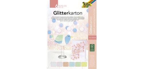 Glitter cardboard Folia 174x245mm block 6 pastel colors