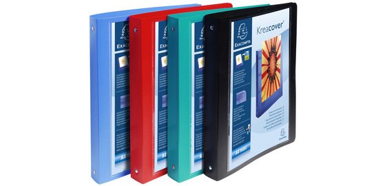 Classeur 4 anneaux plastifié Exacompta Kreacover® personnalisable A4 maxi - Dos 4 cm couleurs assorties