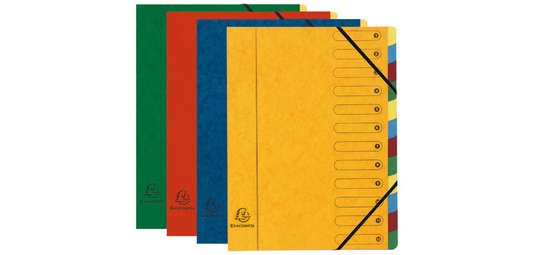 Trieur Harmonika fenêtres imprimées Véritable carte lustrée 7 compartiments - Couleurs assorties