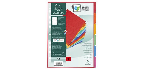 Intercalaires en carton, A4+, 6 touches