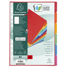 Intercalaires en carton, A4+, 6 touches