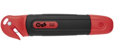 Standard safety cutter, trapezoid blade, black/red