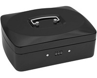 Caisse à monnaie avec serrure à combinaison, noir