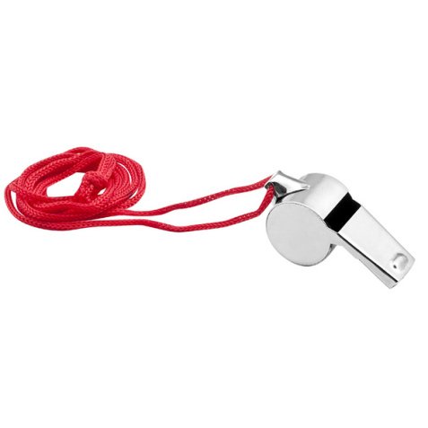 Sifflet, en métal, avec cordon