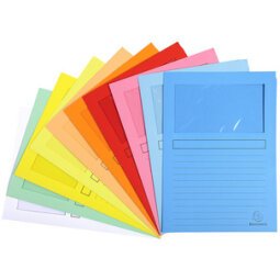Pack of 10 window folders SUPER 160gsm - 22x31cm - Assorted colours