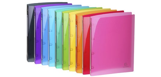 Classeur 4 anneaux plastifié Exacompta Iderama A4 - Dos 2 cm couleurs assorties