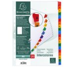 Intercalaires Imprimés alphabétiques carte blanche 160g - 20 positions - A4 - Blanc