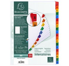 Indices A4 20 Pt A-Z Col Tabs White - White