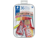 Crayon de couleur hexagonal, étui en métal de 36