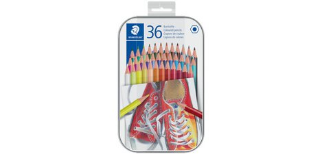 Crayon de couleur hexagonal, étui en métal de 36