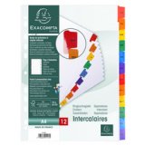 Tabbladen karton 160g - versterkte gekleurde tabs + inbdexblad - 12 tabs - januari/december A4 - Wit