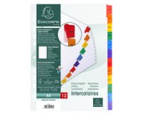 Tabbladen karton 160g - versterkte gekleurde tabs + inbdexblad - 12 tabs - januari/december A4 - Wit