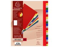 Tabbladen met bedrukte tabs in gekleurde PP - 20 tabs - A tot Z - A4 maxi - Geassorteerde felle kleuren