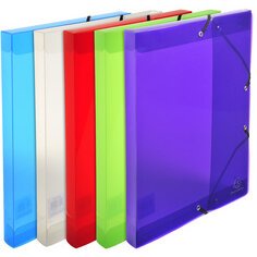 Elasticated PP Filing Box Crystal 25mm Spine A4 - Assorted colours