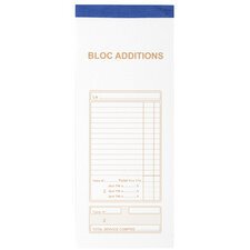 Bloc Addition 50 feuillets autocopiants numérotés en dupli - Format 9 ,1x22,5 cm