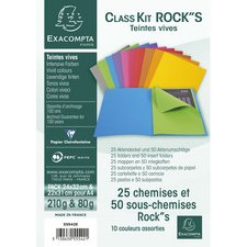 Klassementskit CLASS'KIT 25 dossiermappen ROCK''S 210 + 50 inlegmappen ROCK'S 80. - Geassorteerd