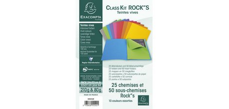 Filing kit "Class'Kit" - 25 folders ROCK'S + 50 insert folders ROCK'S 80 - Assorted colours