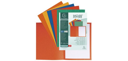 Pack of 25 square cut folders pressboard 225gsm - 24x32cm - Assorted colours