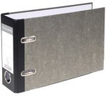 Ordner Standard wolkenmarmoriert, mit 2 Ringen, 70mm Rücken, für Format DIN A5 quer - Grau - Rücken schwarz