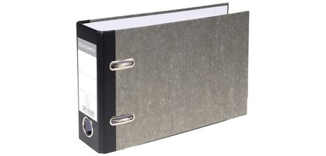 Classeur à levier papier marbre gris dos de 70mm - A5 horizontal. - Gris-dos noir