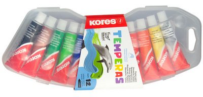 Gouache en tube 'Temperas', étui en plastique de 12