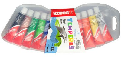 Gouache en tube 'Temperas', étui en plastique de 12